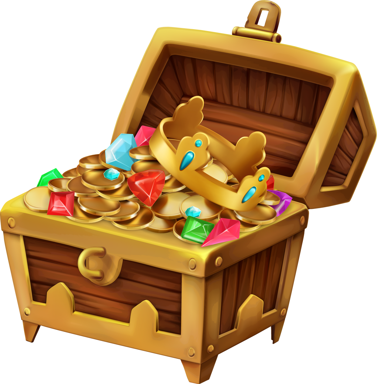 Cartoon treasure chest 3d icon